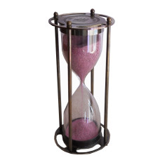 BRASS SAND TIMER HOURGLASS WITH 4 ROD ANTIQUE FINISH